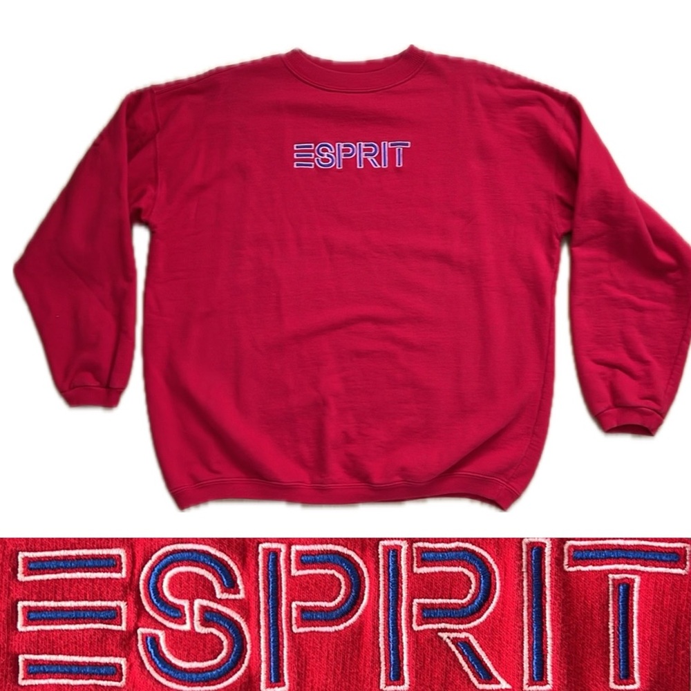 🇺🇸EUC Vintage Pullover Crewneck Embroidered Logo Esprit Sweatshirt—Medium
